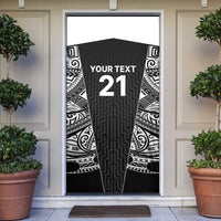 New Zealand Black Fern Custom Door Cover Maori Tukutuku Black-white Motif LT9 White - Polynesian Pride