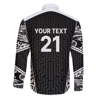 New Zealand Black Fern Custom Family Matching Short Sleeve Bodycon Dress and Hawaiian Shirt Maori Tukutuku Black-white Motif LT9 - Polynesian Pride