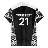 New Zealand Black Fern Custom Family Matching Summer Maxi Dress and Hawaiian Shirt Maori Tukutuku Black-white Motif
