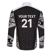 New Zealand Black Fern Custom Family Matching Tank Maxi Dress and Hawaiian Shirt Maori Tukutuku Black-white Motif LT9 - Polynesian Pride