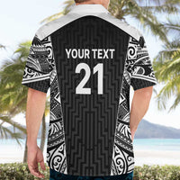 New Zealand Black Fern Custom Hawaiian Shirt Maori Tukutuku Black-white Motif LT9 - Polynesian Pride