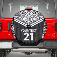 New Zealand Black Fern Custom Spare Tire Cover Maori Tukutuku Black-white Motif LT9 - Polynesian Pride
