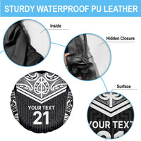 New Zealand Black Fern Custom Spare Tire Cover Maori Tukutuku Black-white Motif LT9 - Polynesian Pride