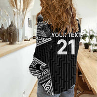 New Zealand Black Fern Custom Women Casual Shirt Maori Tukutuku Black-white Motif LT9 - Polynesian Pride