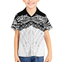 New Zealand Koru Fern Custom Family Matching Long Sleeve Bodycon Dress and Hawaiian Shirt Simple Taniko Motif LT9 Son's Shirt White - Polynesian Pride