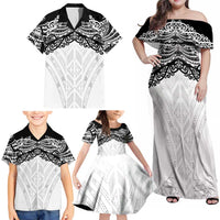 New Zealand Koru Fern Custom Family Matching Off Shoulder Maxi Dress and Hawaiian Shirt Simple Taniko Motif LT9 - Polynesian Pride