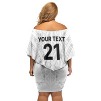New Zealand Koru Fern Custom Family Matching Off Shoulder Short Dress and Hawaiian Shirt Simple Taniko Motif LT9 - Polynesian Pride