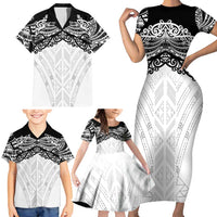 New Zealand Koru Fern Custom Family Matching Short Sleeve Bodycon Dress and Hawaiian Shirt Simple Taniko Motif LT9 - Polynesian Pride