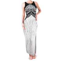 New Zealand Koru Fern Custom Family Matching Tank Maxi Dress and Hawaiian Shirt Simple Taniko Motif LT9 Mom's Dress White - Polynesian Pride