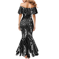 New Zealand Maori Taniko Family Matching Mermaid Dress and Hawaiian Shirt Black Kowhaiwhai Puhoro LT9 - Polynesian Pride