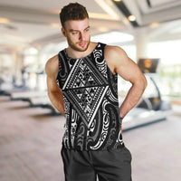 New Zealand Maori Taniko Men Tank Top Black Kowhaiwhai Puhoro