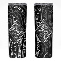 New Zealand Maori Taniko Skinny Tumbler Black Kowhaiwhai Puhoro LT9 Black - Polynesian Pride