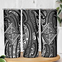 New Zealand Maori Taniko Skinny Tumbler Black Kowhaiwhai Puhoro LT9 - Polynesian Pride