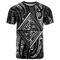New Zealand Maori Taniko T Shirt Black Kowhaiwhai Puhoro