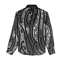 New Zealand Maori Taniko Women Casual Shirt Black Kowhaiwhai Puhoro LT9 - Polynesian Pride
