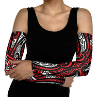 New Zealand Maori Taniko Arm Sleeves Red Kowhaiwhai Puhoro - Polynesian Pride