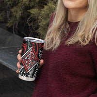 New Zealand Maori Taniko Tumbler Cup Red Kowhaiwhai Puhoro
