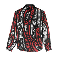 New Zealand Maori Taniko Women Casual Shirt Red Kowhaiwhai Puhoro LT9 - Polynesian Pride