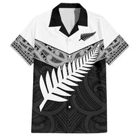 New Zealand Silver Fern Family Matching Long Sleeve Bodycon Dress and Hawaiian Shirt Maori Koru Mixed Taniko Pattern LT9 Dad's Shirt - Short Sleeve White - Polynesian Pride