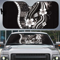Samoa Siapo Tribal Pattern Auto Sun Shade Black Polynesian Plumeria Tapa Motif