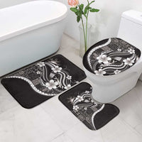 Samoa Siapo Tribal Pattern Bathroom Set Black Polynesian Plumeria Tapa Motif