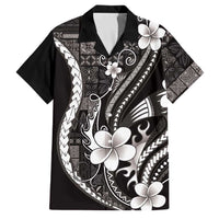Samoa Siapo Tribal Pattern Family Matching Puletasi and Hawaiian Shirt Black Polynesian Plumeria Tapa Motif