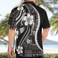 Samoa Siapo Tribal Pattern Hawaiian Shirt Black Polynesian Plumeria Tapa Motif