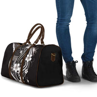 Samoa Siapo Tribal Pattern Travel Bag Black Polynesian Plumeria Tapa Motif