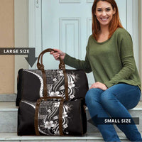Samoa Siapo Tribal Pattern Travel Bag Black Polynesian Plumeria Tapa Motif