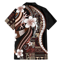 Samoa Siapo Tribal Pattern Family Matching Mermaid Dress and Hawaiian Shirt Brown Polynesian Plumeria Tapa Motif LT9 - Polynesian Pride
