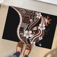 Samoa Siapo Tribal Pattern Rubber Doormat Brown Polynesian Plumeria Tapa Motif