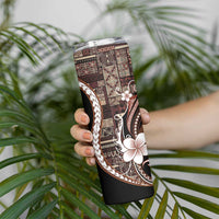 Samoa Siapo Tribal Pattern Skinny Tumbler Brown Polynesian Plumeria Tapa Motif