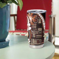 Samoa Siapo Tribal Pattern Tumbler Cup Brown Polynesian Plumeria Tapa Motif