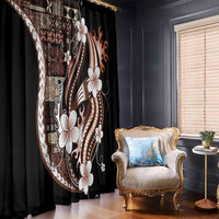 Samoa Siapo Tribal Pattern Window Curtain Brown Polynesian Plumeria Tapa Motif