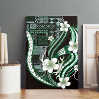 Samoa Siapo Tribal Pattern Canvas Wall Art Forest Green Polynesian Plumeria Tapa Motif