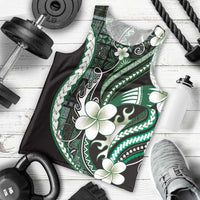 Samoa Siapo Tribal Pattern Men Tank Top Forest Green Polynesian Plumeria Tapa Motif