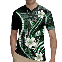 Samoa Siapo Tribal Pattern Rugby Jersey Forest Green Polynesian Plumeria Tapa Motif