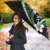 Samoa Siapo Tribal Pattern Umbrella Forest Green Polynesian Plumeria Tapa Motif