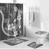 Samoa Siapo Tribal Pattern Bathroom Set Light Gray Polynesian Plumeria Tapa Motif