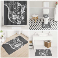 Samoa Siapo Tribal Pattern Bathroom Set Light Gray Polynesian Plumeria Tapa Motif