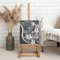 Samoa Siapo Tribal Pattern Canvas Wall Art Light Gray Polynesian Plumeria Tapa Motif
