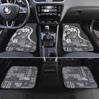 Samoa Siapo Tribal Pattern Car Mats Light Gray Polynesian Plumeria Tapa Motif