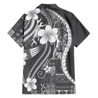 Samoa Siapo Tribal Pattern Family Matching Short Sleeve Bodycon Dress and Hawaiian Shirt Light Gray Polynesian Plumeria Tapa Motif LT9 - Polynesian Pride