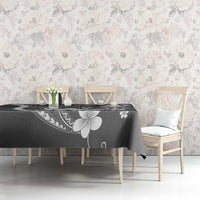 Samoa Siapo Tribal Pattern Tablecloth Light Gray Polynesian Plumeria Tapa Motif