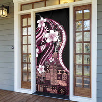 Samoa Siapo Tribal Pattern Door Cover Violet Polynesian Plumeria Tapa Motif