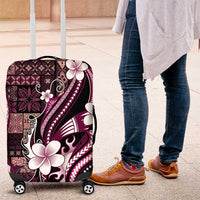 Samoa Siapo Tribal Pattern Luggage Cover Violet Polynesian Plumeria Tapa Motif