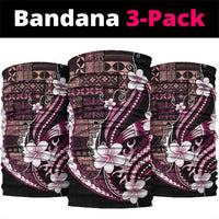 Samoa Siapo Tribal Pattern Neck Gaiter Violet Polynesian Plumeria Tapa Motif