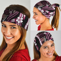 Samoa Siapo Tribal Pattern Neck Gaiter Violet Polynesian Plumeria Tapa Motif
