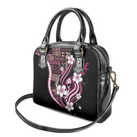 Samoa Siapo Tribal Pattern Shoulder Handbag Violet Polynesian Plumeria Tapa Motif