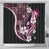 Samoa Siapo Tribal Pattern Shower Curtain Violet Polynesian Plumeria Tapa Motif